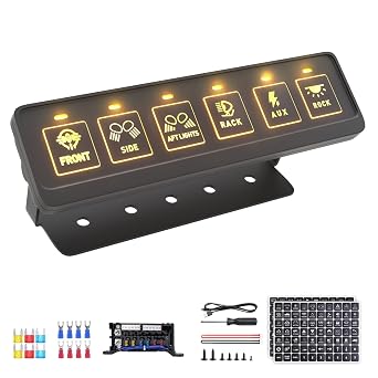 6 Gang Wireless Switch Panel,Multifunction Remote Switch Panel for Offroad Lights with 4 Modes & 2 Power Options & Waterproof -Wide Applicable for 12V/24V Vehicles Truck SUV ATV UTV Boat etc.