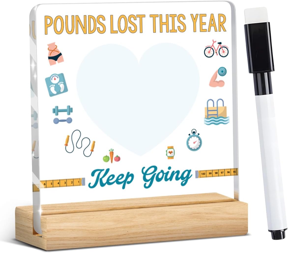 Personalized Weight Loss Tracker, Pounds Lost This Year Sign with Markers