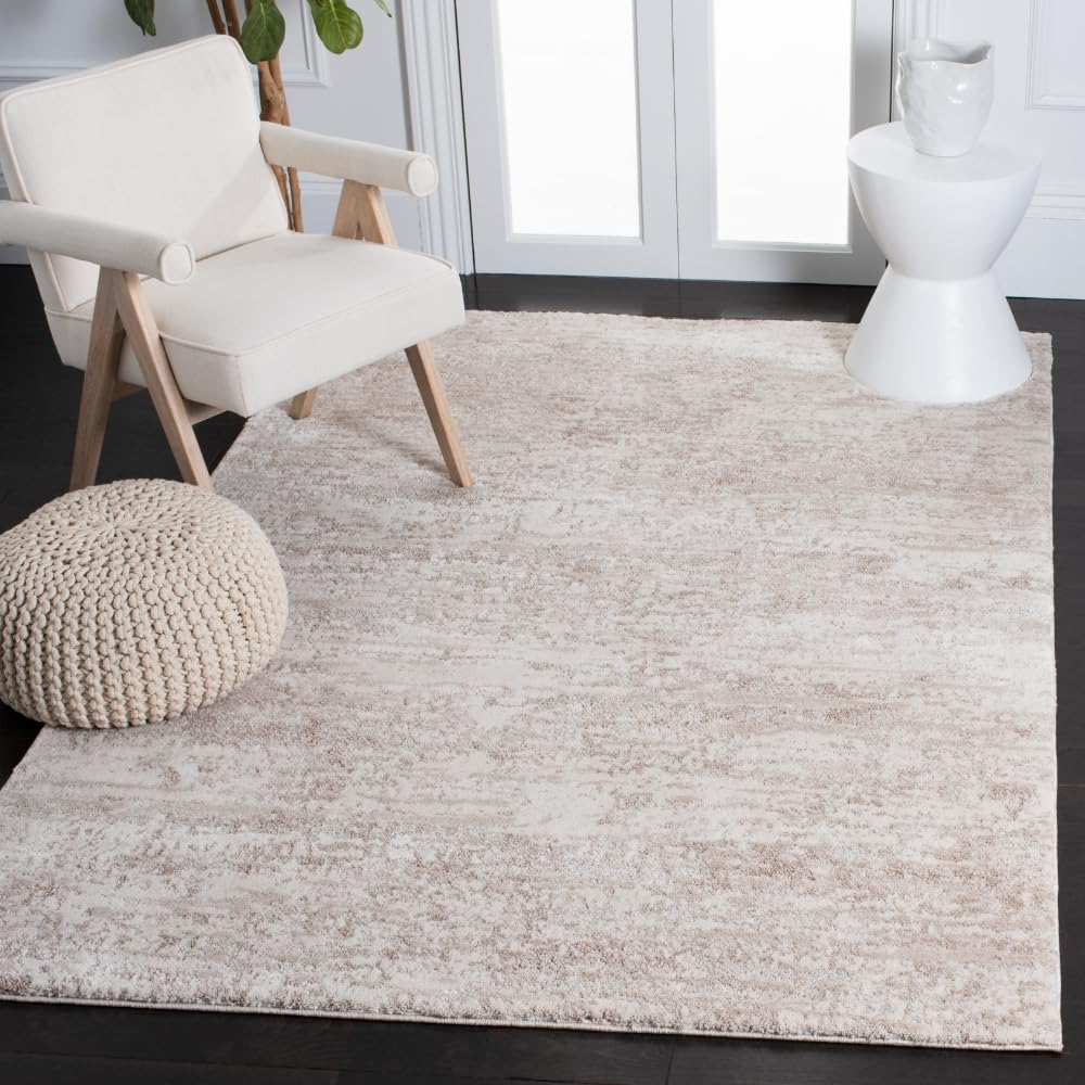 SAFAVIEH Century Collection Area Rug - 6'7" x 9', Ivory & Beige, Modern Abstract Design, Non-Shedding & Easy Care, Ideal for High Traffic Areas in
