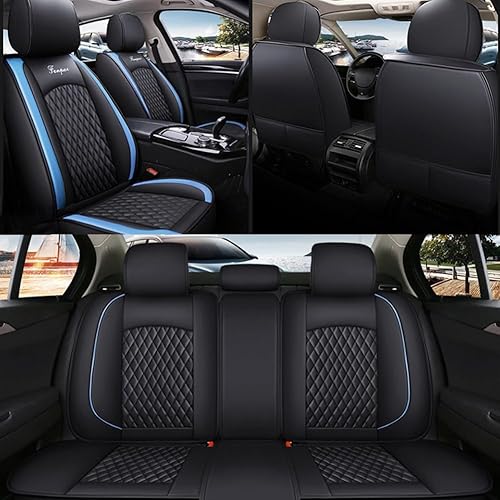Juego completo de 5 fundas de asiento universales suaves y cómodas, antideslizantes, impermeables, transpirables, de cuero, para asiento delantero y
