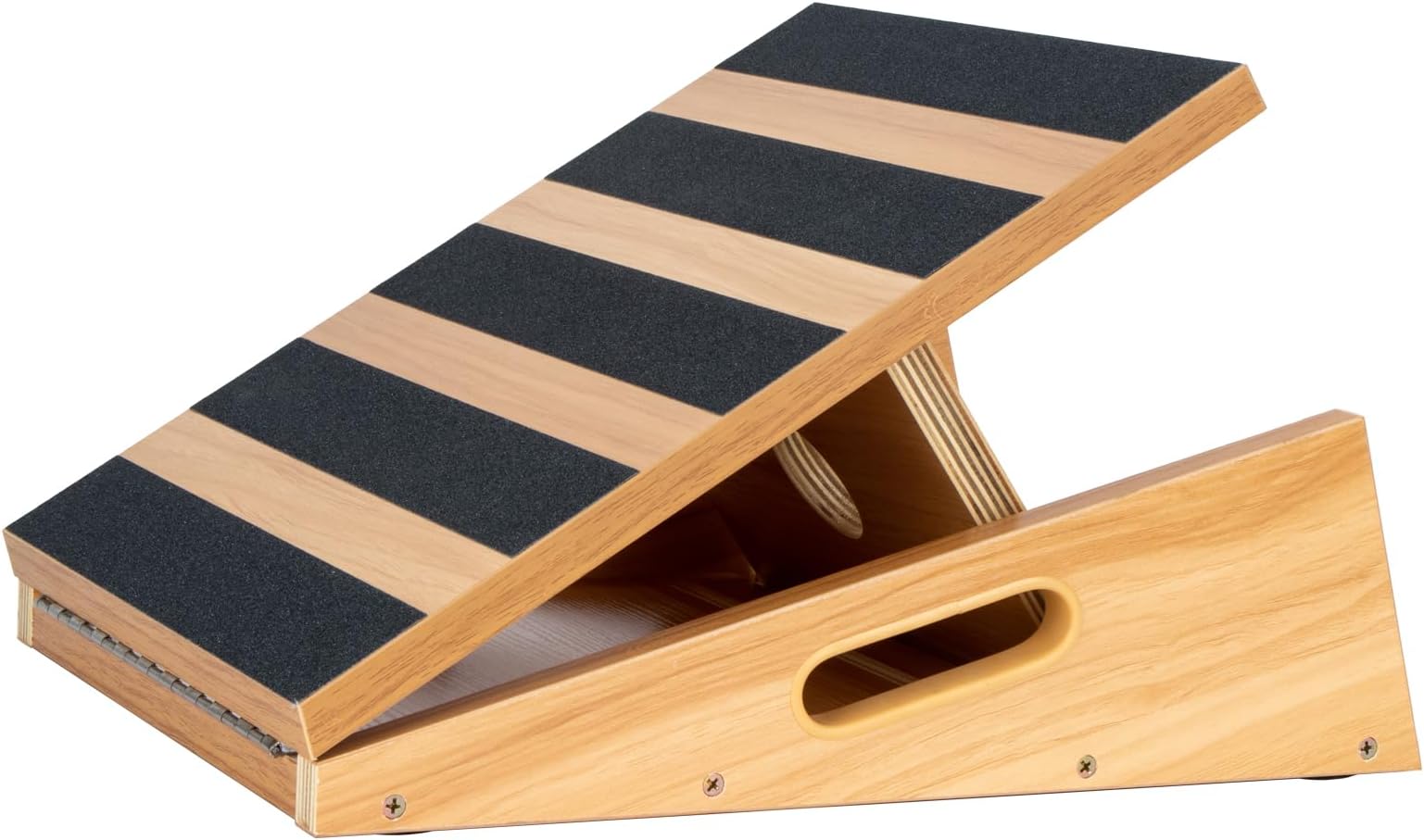 StrongTek Wooden Slant Board, 5 Adjustable Angles, 500 lb, Side Handle | Partial-Coverage Grip Surface, Calf and Ankle Stretching, Squats, Physical Therapy, Rehab and Home Gym Use