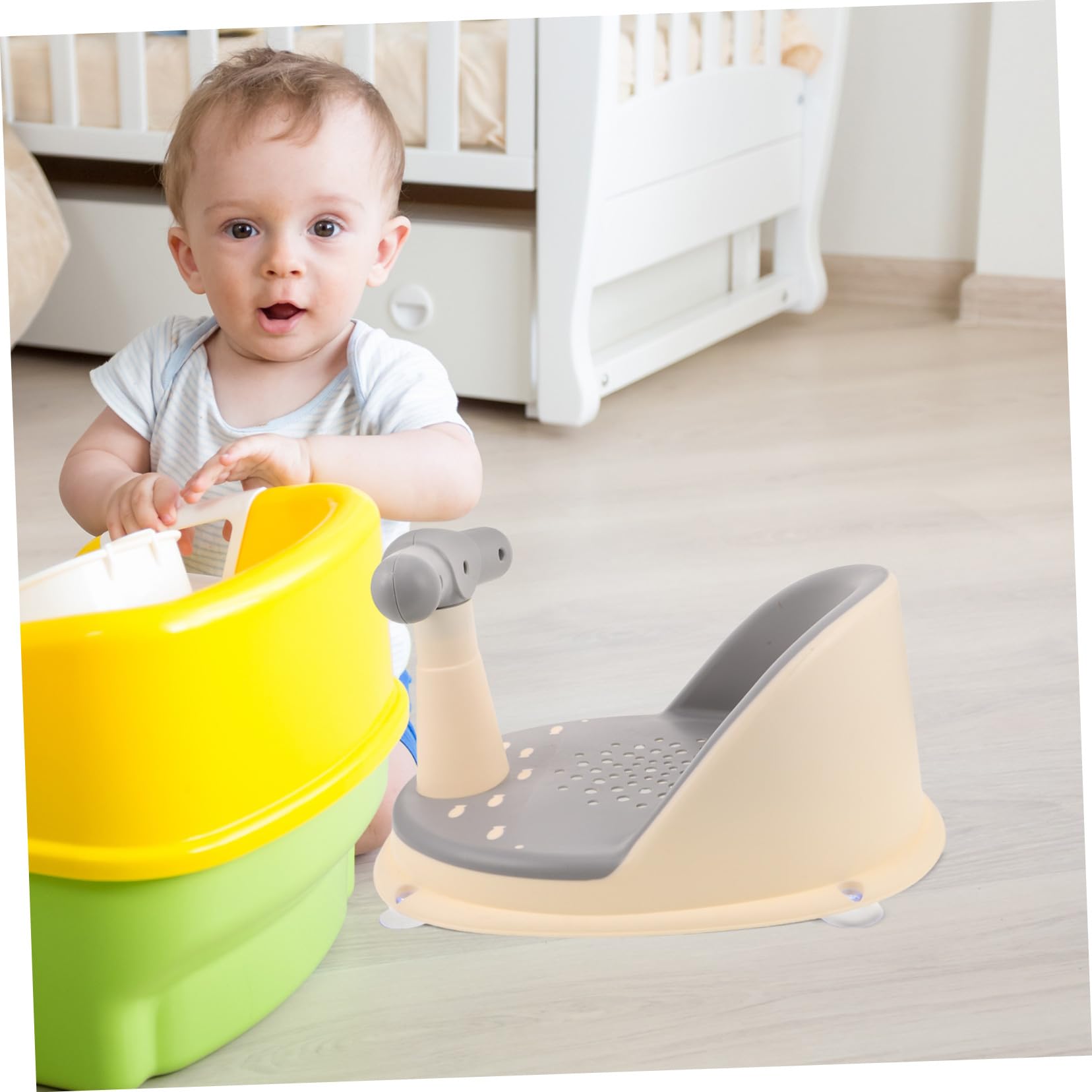 Asiento de Baño Ajustable para Bebés y Pequeños Antideslizante Diseño Seguro Soporte Estable para Recién Nacidos y Sentados Baño Cómodo y Protegido