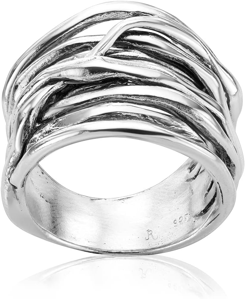 JEAN RACHEL JEWELRY 925 Sterling Silver Ring - Wide Multi Strand Wrap Vintage Design - Hypoallergenic, Lead & Nickel Free Jewelry - Artisan Handcrafted Statement Rings for Women - Image 7