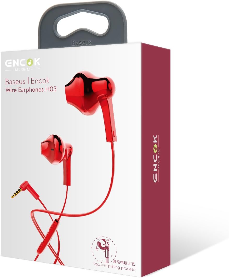 Baseus Encok H03 Wired Headphones - Red