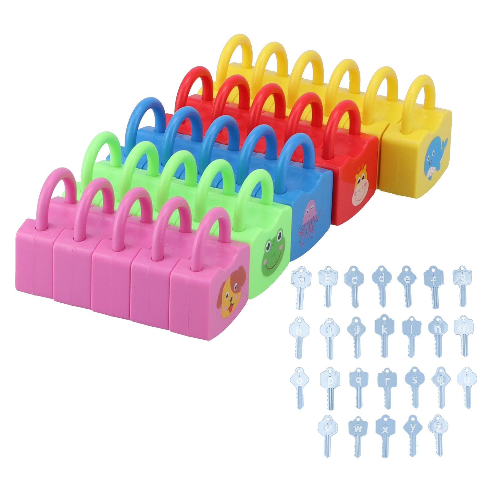 Stylebest Learning Locks Alphabet Toys for Kids, Educational Counting Locks Set, Enhance Fine Motor Skills, 10 Padlocks & 10 Keys, Plastic Material (Letter unlocking)
