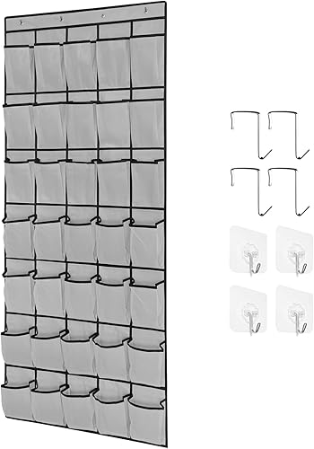 TidyMaster 1 paquete de 35 bolsillos de malla transpirable, organizador grande de zapatos para colgar sobre la puerta, zapatero para puerta de