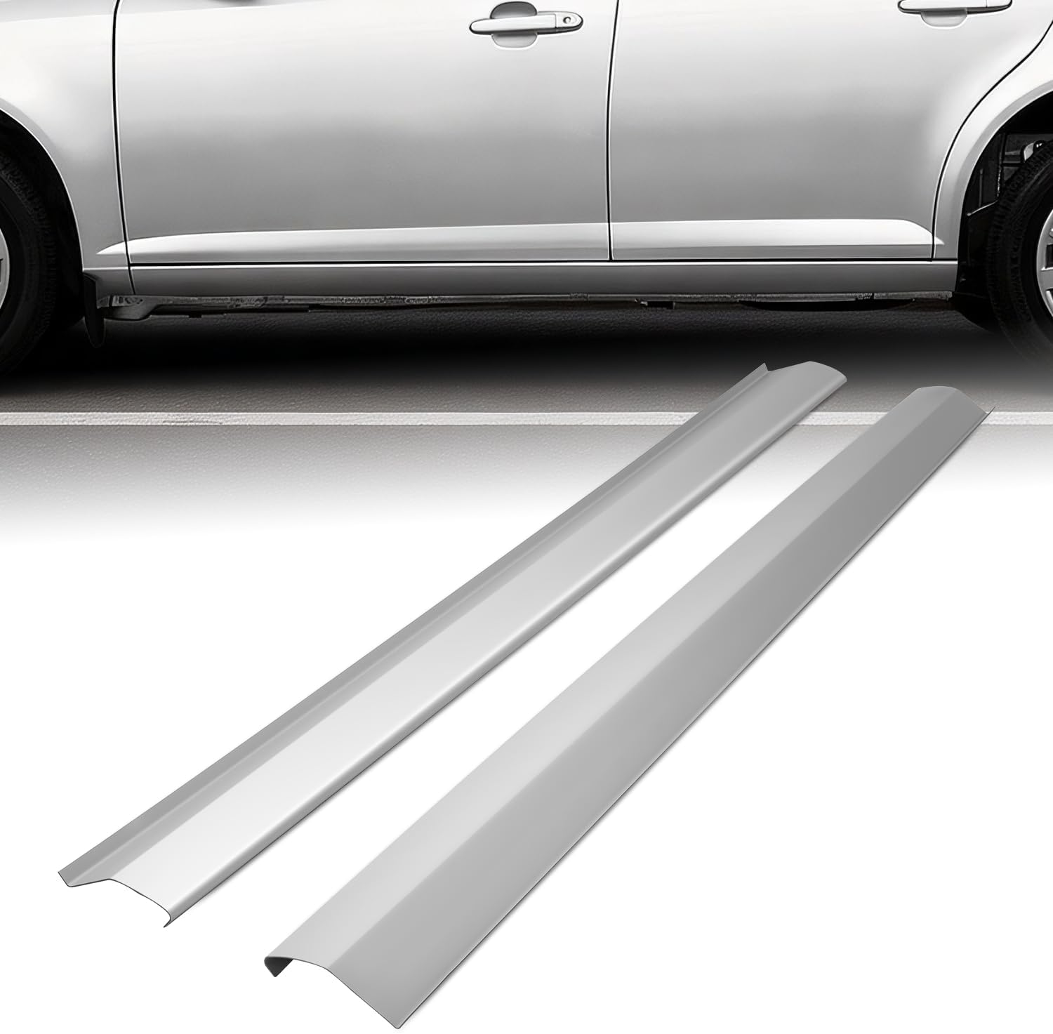 Auto Dynasty Pair of Outer Rocker Panels Guard Compatible with 2005-2010 Cobalt Sedan Pontiac G5 Sedan, Left and Right Side, Primered White