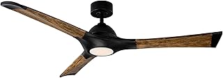 Woody Indoor and Outdoor 3-Blade Smart Ceiling Fan 60in Matte Black Distressed Koa with 3000K LED Light Kit and Wall Control