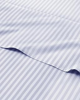 Twin 3 Piece Striped Sheet Set - Soft, Breathable & Cooling - Blue Sky