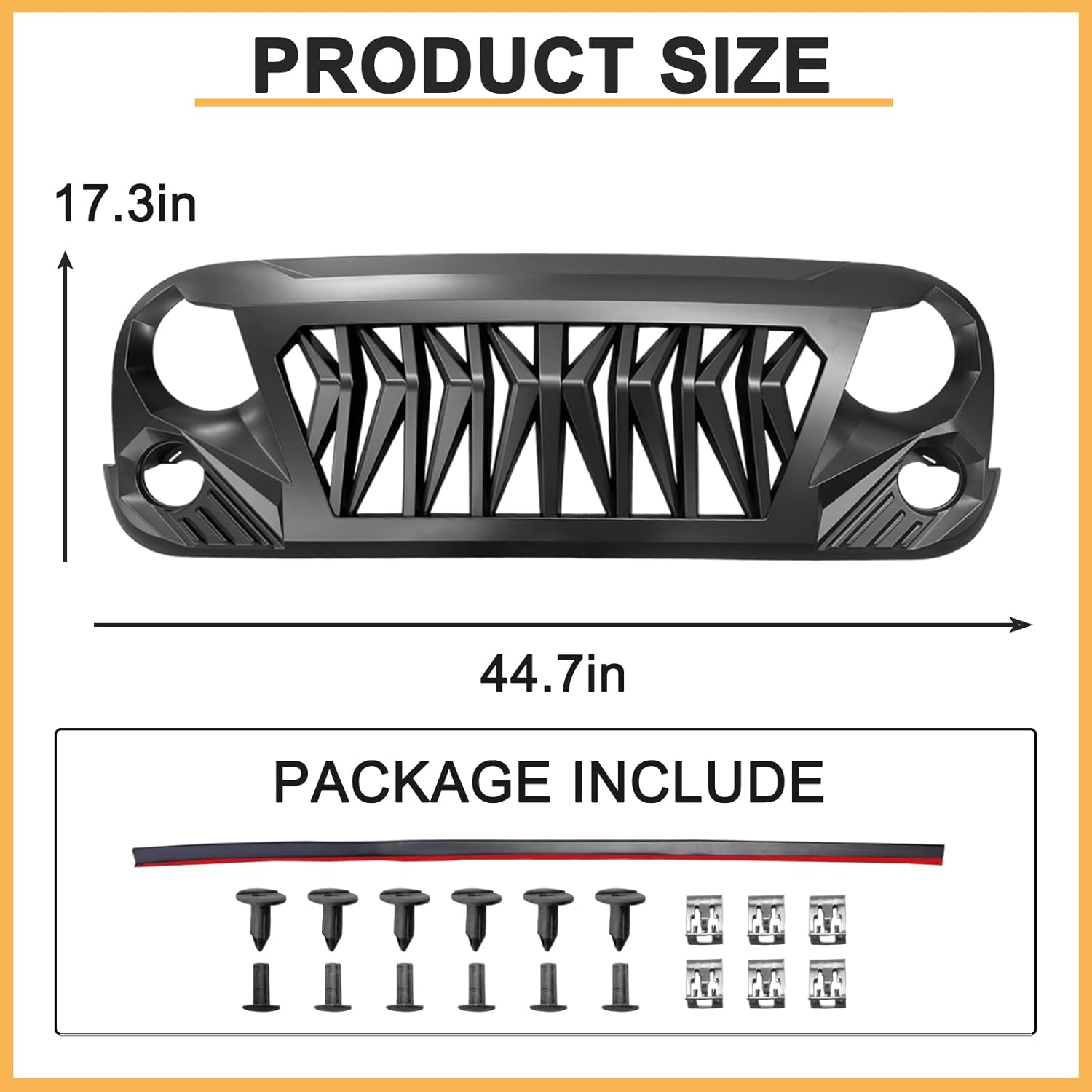 Front Grille For Jeep Wrangler JK Rubicon Sahara Sport Unlimited 2007-2018 Matte Black Shark Grill