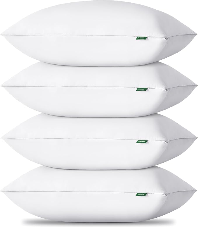 Pillows Queen Size Set of 4, Luxury Fluffy Bed Pillows for Sleeping 4 Pack, Soft and Supportive Bed Pillow with Down Alternative Filling for Side and Back Sleepers (18"x28")