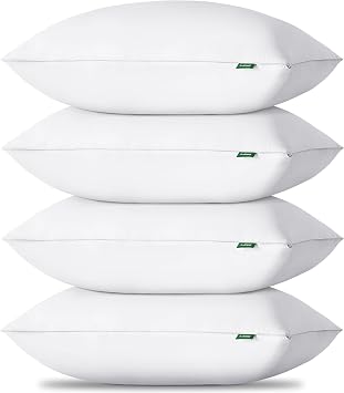 Pillows Queen Size Set of 4, Luxury Fluffy Bed Pillows for Sleeping 4 Pack, Soft and Supportive Bed Pillow with Down Alternative Filling for Side and Back Sleepers 18"x28"