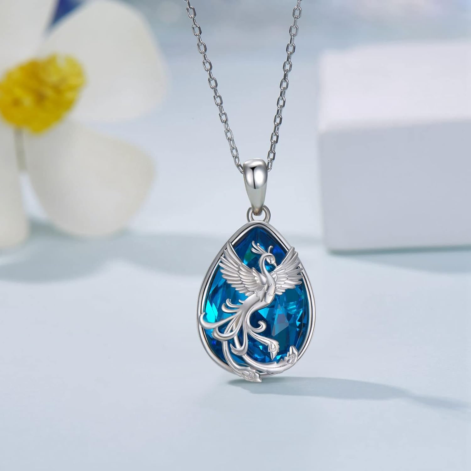Phoenix Necklace for Women 925 Sterling Silver Phoenix Pendant Necklace Crystals Phoenix Jewelry Gifts for Women Mom - Image 2