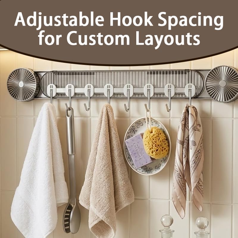 Durable Wall Mounted Inline Vacuum Hooks, No Hole Punching & Waterproof, Strong Adhesion Vacuum Inline Hooks Large Curved Multi-Functional Load-Bearing Hooks (Clear White,2 PCS)