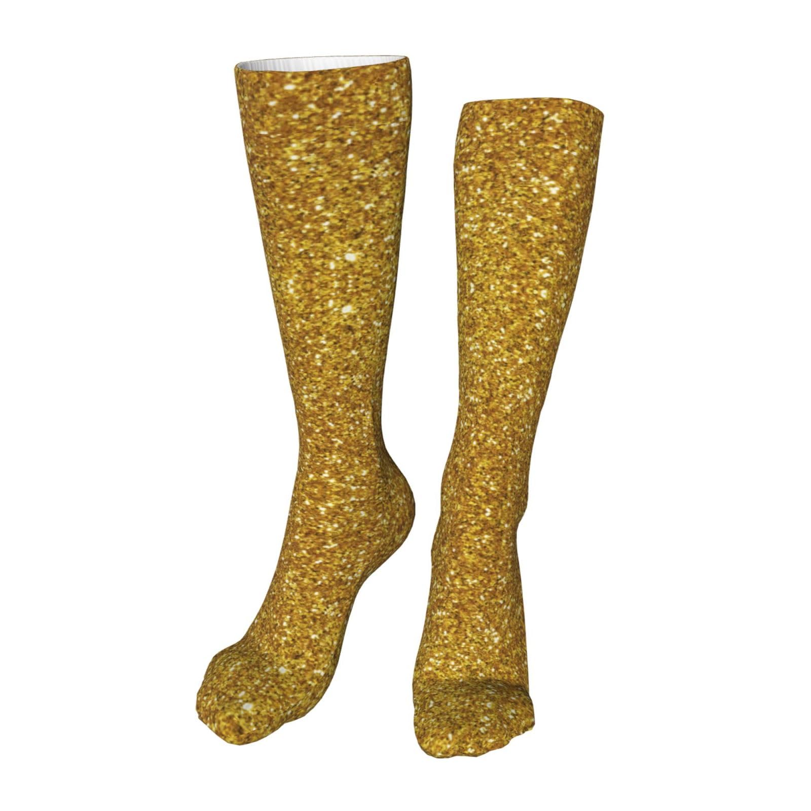 Melbrakin Gold Glitter Knee High Socks Long Cosplay Casual Socks For Womens