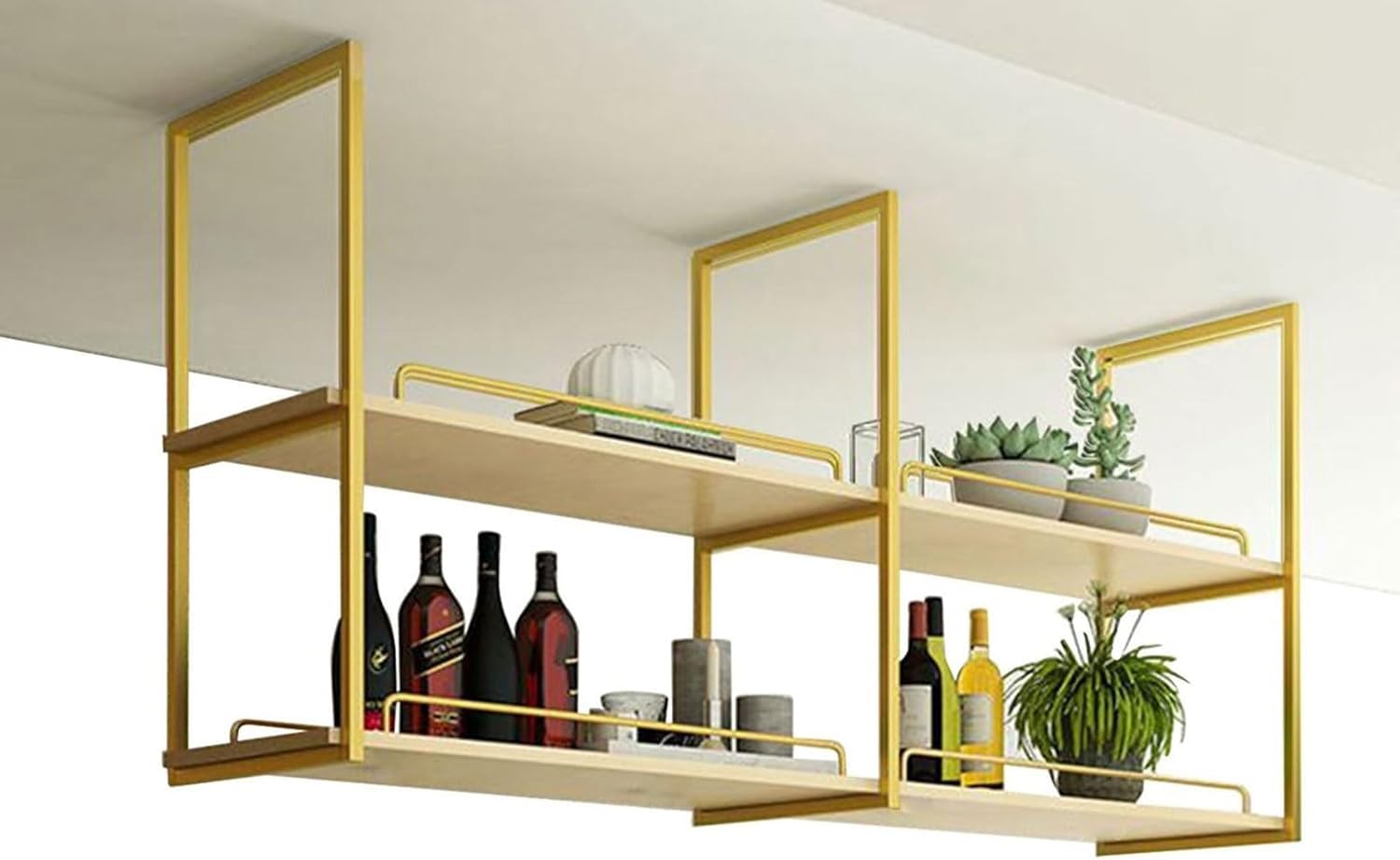 Étagère de cuisine suspendue au style européen chic avec double plateau de rangement