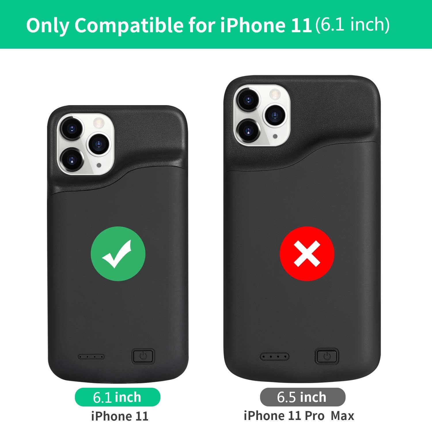 TAYUZH Battery Case for iPhone 11, 7000mAh Portable Protective Charging Case Rechargeable Extended Battery Pack Charger Cover Compatible with iPhone 11 (6.1'), Black
