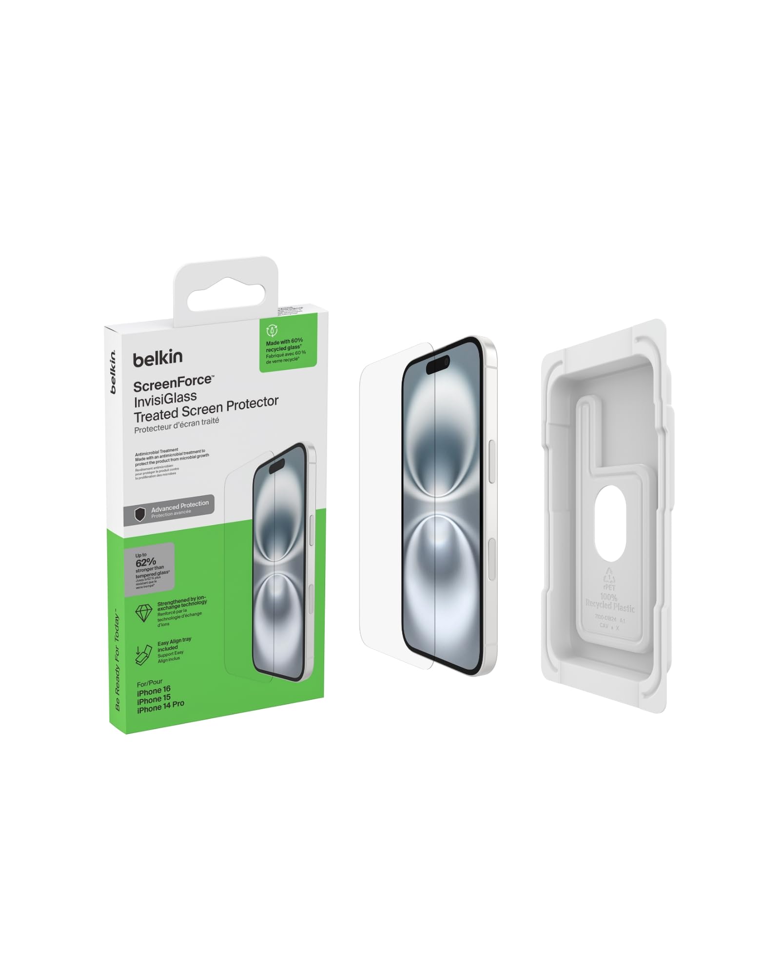 Image secondaire de Protection d'écran Belkin ScreenForce InvisiGlass pour iPhone 16 - Antirayure et Antimicrobienne