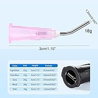 Vista 2 de JMU 100 Puntas de Dispensación Curvadas 18g, Aguja Dispensadora de Punta Roma, Puntas de Aguja de Irrigación Oral Desechables Predobladas Dentales