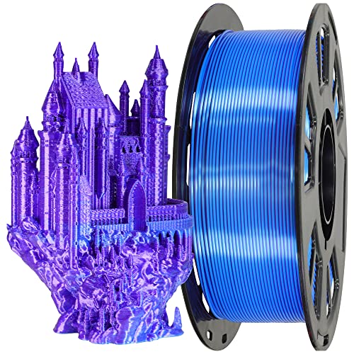 MIKA3D 1.75mm 2 Colors in 1 Silk Purple Blue PLA 3D Filament, 1KG 2.2LBS 3D Printing Material with Bicolor Dichromatic Double Colors, Dual Color Co-Extrusion 3D Filament Widely Fit for 3D Printer