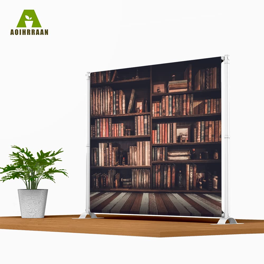 Aoihrraan 2,5x2,5m Retro Bookshelf Photography Backdrop Ancient Vintage Bookcase Antique Books Rustic Wood Shelf Background Teacher Student Online Study Video Shooting Portrait Photo Studio Props