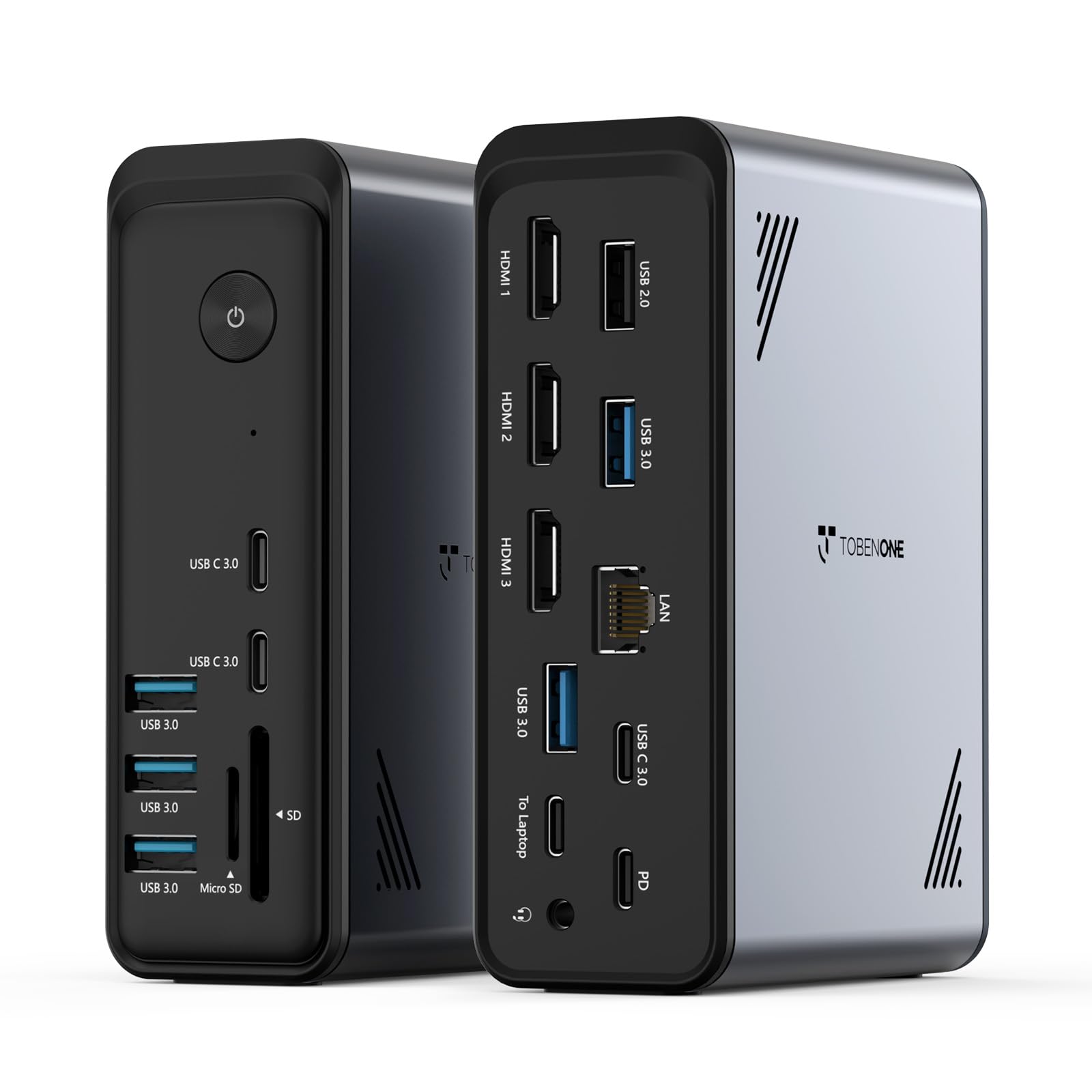 18 in 1 Laptop Docking Station 3 Monitors/Dual Monitors 4K@60Hz, Triple Display with 3 HDMI, 9 USB Ports, Gigabit Ethernet, 100W PD, for Dell/Lenovo/HP/Thinkpad (No Power Adapter)