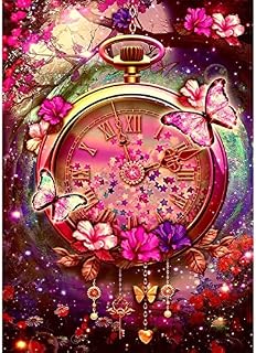 DAERLE Pocket Watch Diamond Painting, 5D Diamond Art DIY Children's Day Gifts, Butterfly Diamond Painting Kits for Adults, Diamond Art Kits Suitable for Parent-Child Activities Home Wall Decor 12x16in