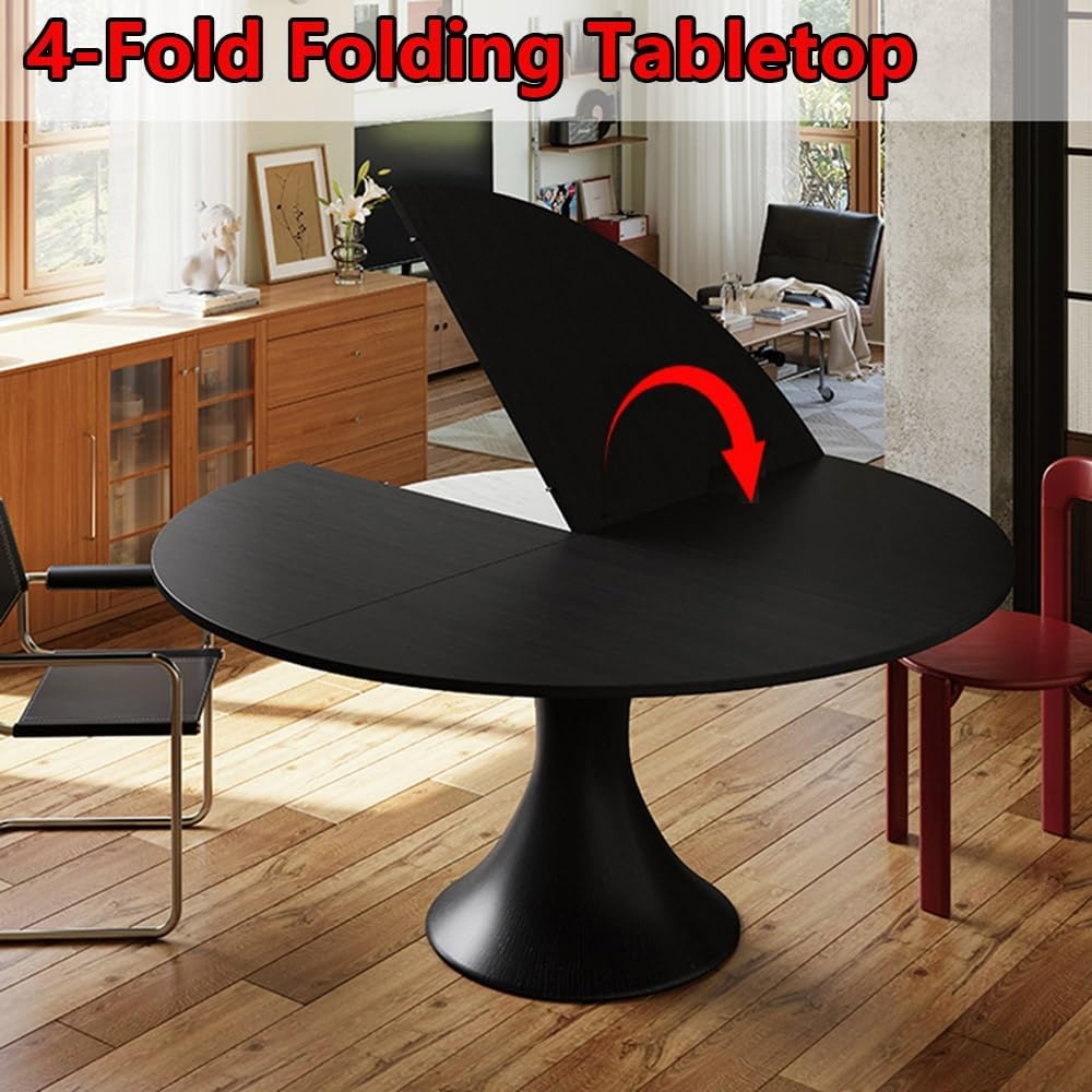 Wood Round Foldable Table Tops, Large Portable Temporary Tabletop Extender Top, 4-Fold Folding Replacement Desktop For Indoor Outdoor Banquet(170cm(67"))