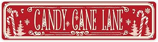 Candy Cane Lane Tin Sign Vintage Christmas Candy Cane Wall Decor for Home Cafe Kitchen Candy Shop Christmas Party Hot Cocoa Accessories Decor Sign 4x16 inch