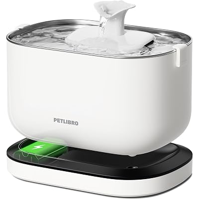 PETLIBRO Cordless Cat Water Fountain, Rechargeable Battery Operated Wireless Pet Water Fountain, 2.5L/84oz Cat Water Dispenser for Drinking with Quiet Pump Stainless Steel Tray Easy Clean BPA Free