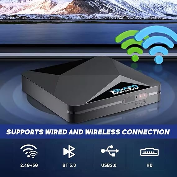Super Console X2 Pro Retro Gaming Console, 37000+ Games, EmuELEC 4.6 + Android TV 9.0, 2 Wireless Controllers, 4K HD Output