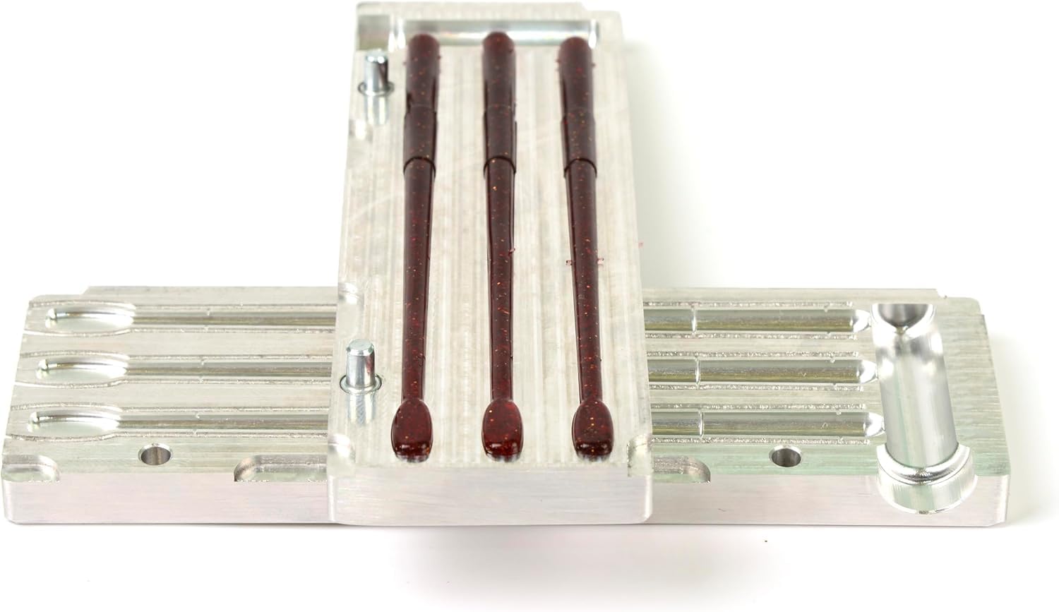 Soft Plastiс - Moldes para hacer señuelos de inyección, señuelos de pesca, tres cavidades, roboworm, cola recta, 15,2 cm (aluminio)