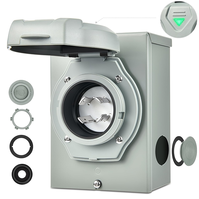 Kohree 30安培发电机电源插入箱 NEMA L14-30P 户外防水插座