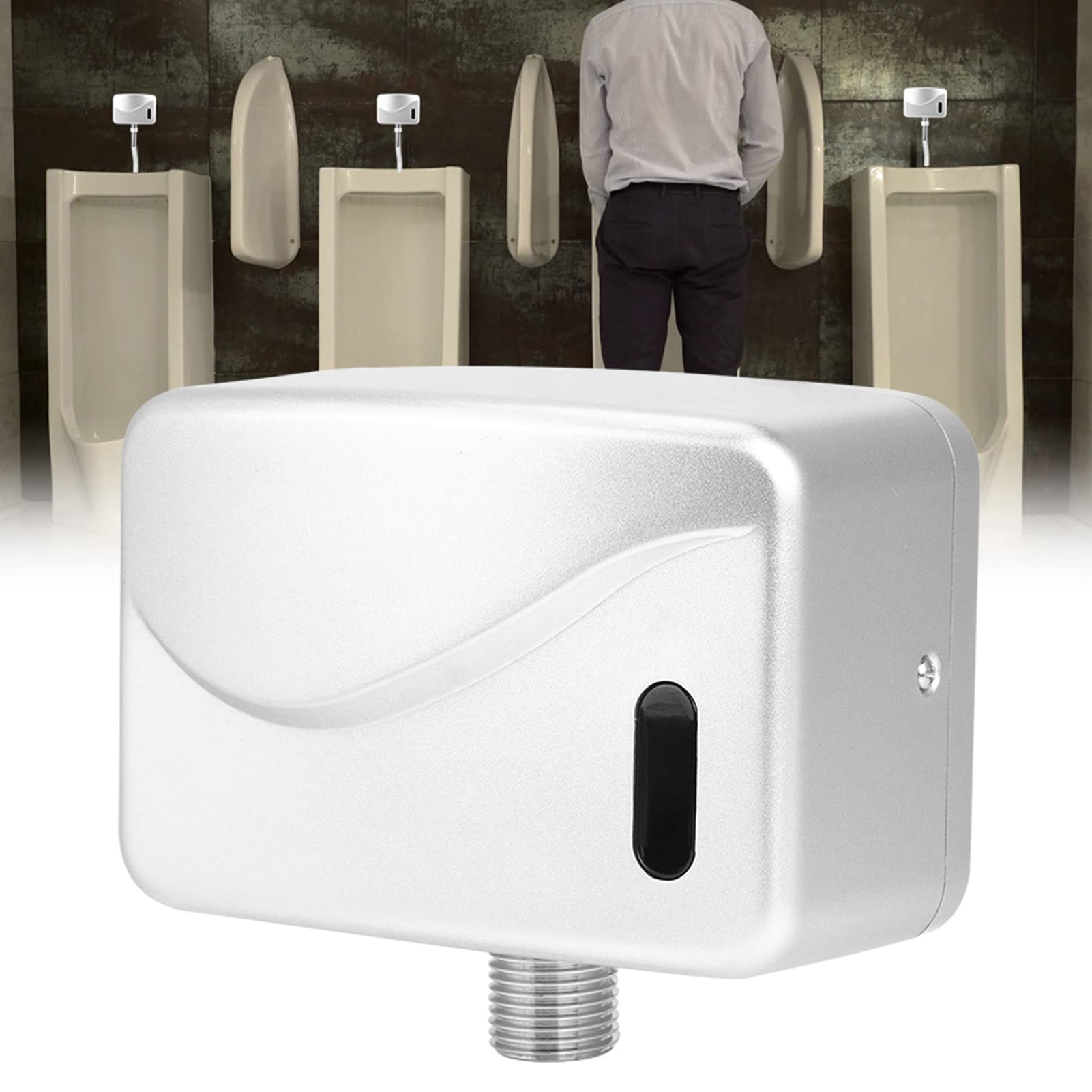 TOPINCN Urinal Induction Flusher Surface Mounted Strong for Bathroom with Infrared Sensor Electronic Components for Stainless Steel Baths (Exposed (Concealed Tube))