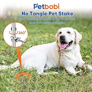 Petbobi Dog Tie out Stake  16 Heavy Duty Dog Anchor for Yard Camping 9mm Solid Steel Soft Grip Handle Dog Spiral Stake with No Tangle Connect Ring for Small to Large Dogs Up to 120lbs Orange  Cucciolini Doodles Petbobi dog tie out stake  16 heavy duty dog anchor for yard camping 9mm solid steel soft grip handle dog spiral stake with no tangle connect ring for small to large dogs up to 120lbs orange   cucciolini doodles