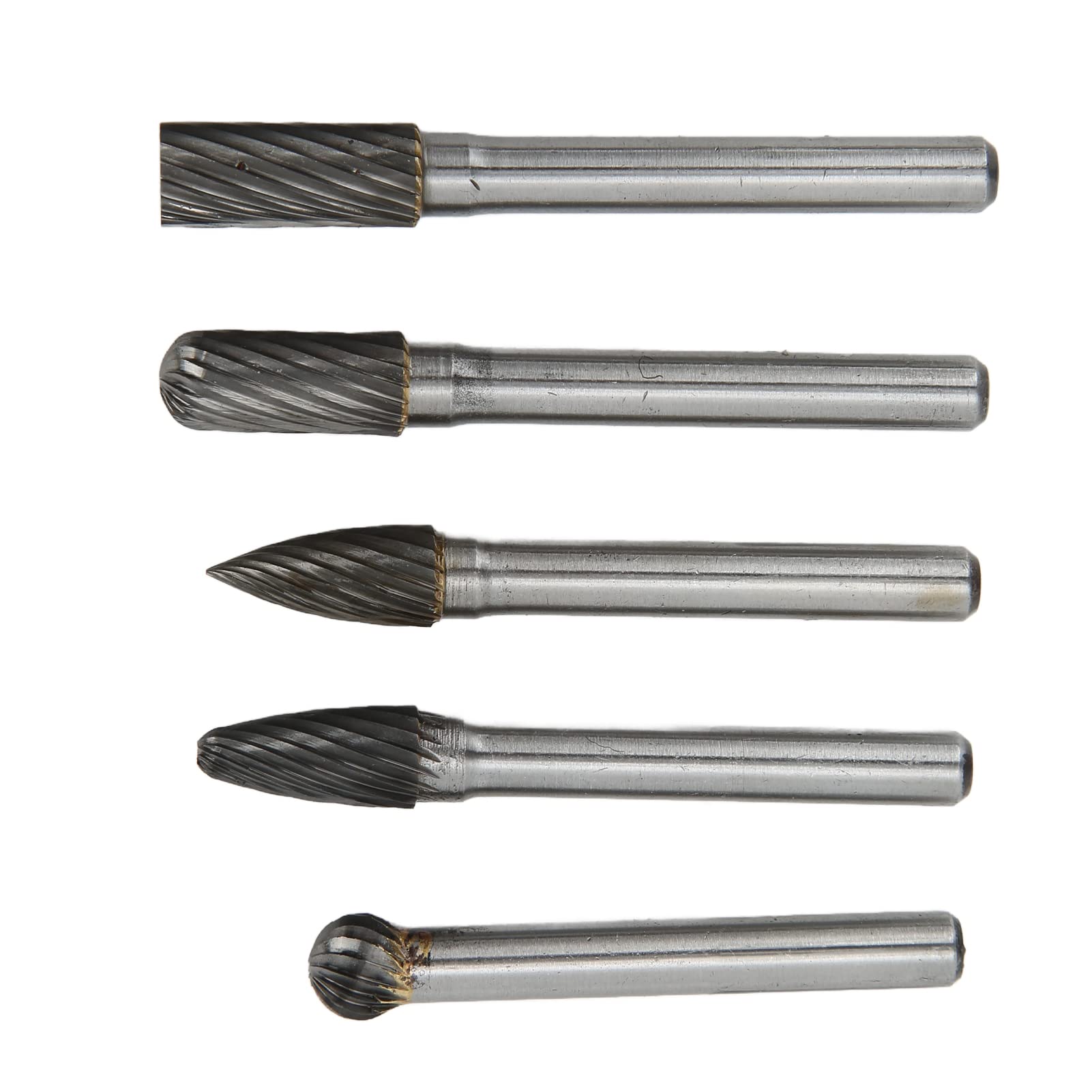 5-teiliges Einzelschnitt-Frässtift-Set, Wolframkarbid-Frässtift-Set, 6 mm Schaft zum Polieren, Schleifen, Holzbearbeitung, Schnitzen mit 8 mm Spitzendurchmesser (ACDFG)