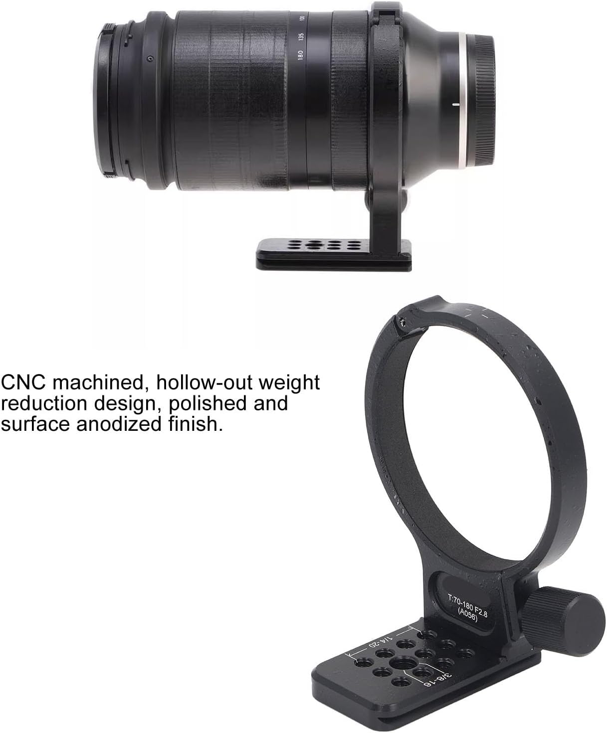 Lens Collar for T70‑180 F2.8 First Generation Lens,Built in Quick Release Plate,Tripod Mount Ring Lens with 1/4in 3/8in Screw Holes Compatible Arca Interface