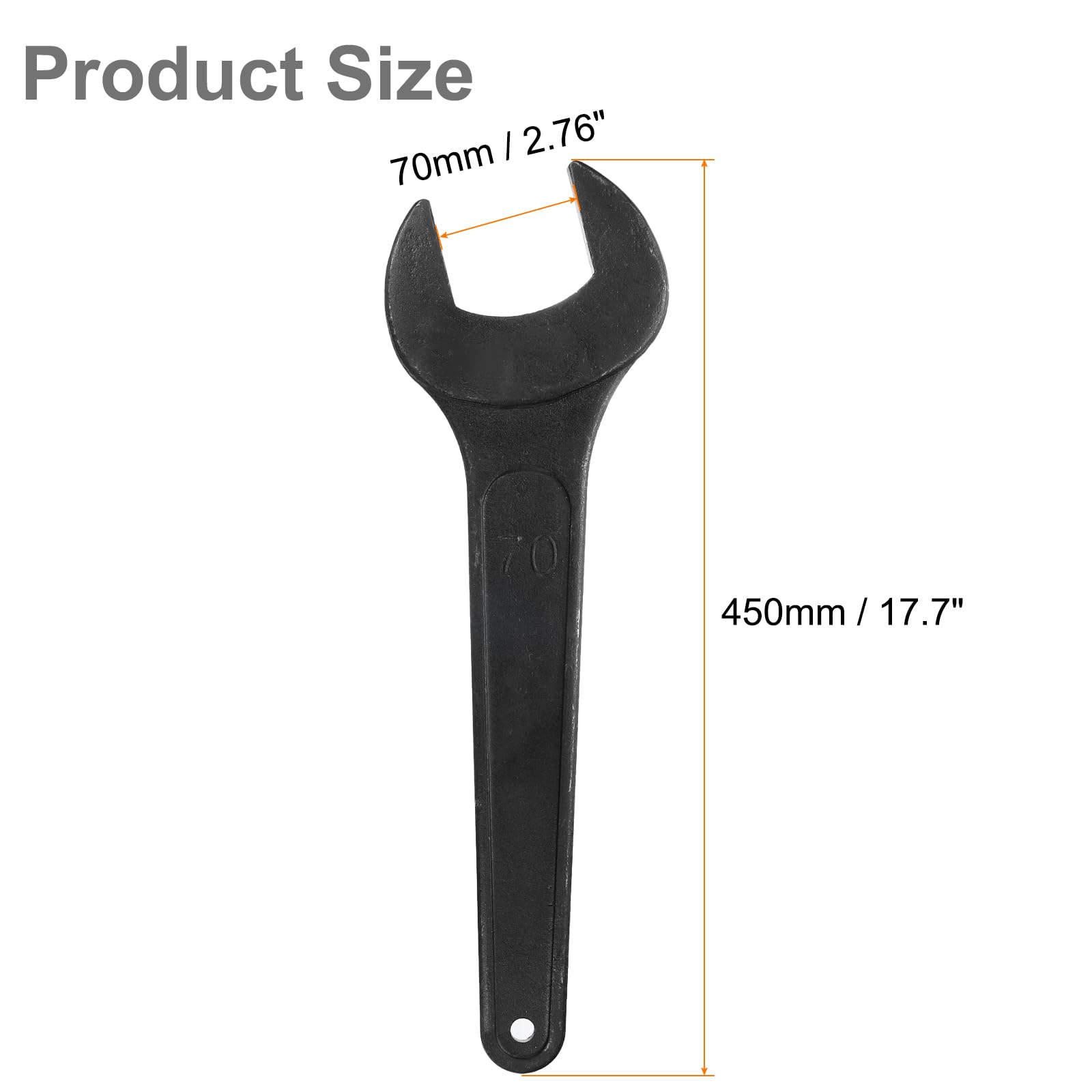 QUARKZMAN Llave De Boca Fija Abierta Individual 70mm Llave De Boca De Acero Al Carbono Grueso Para Reparación Automotriz Y Ensamblaje De Muebles Negro