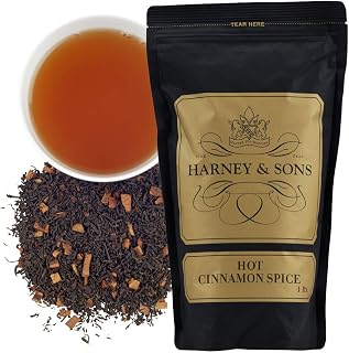 Harney & Sons Hot Cinnamon Spice Black Tea, with Orange Peel, Cinnamon, and Clove, 16 Oz (Pack of 1)