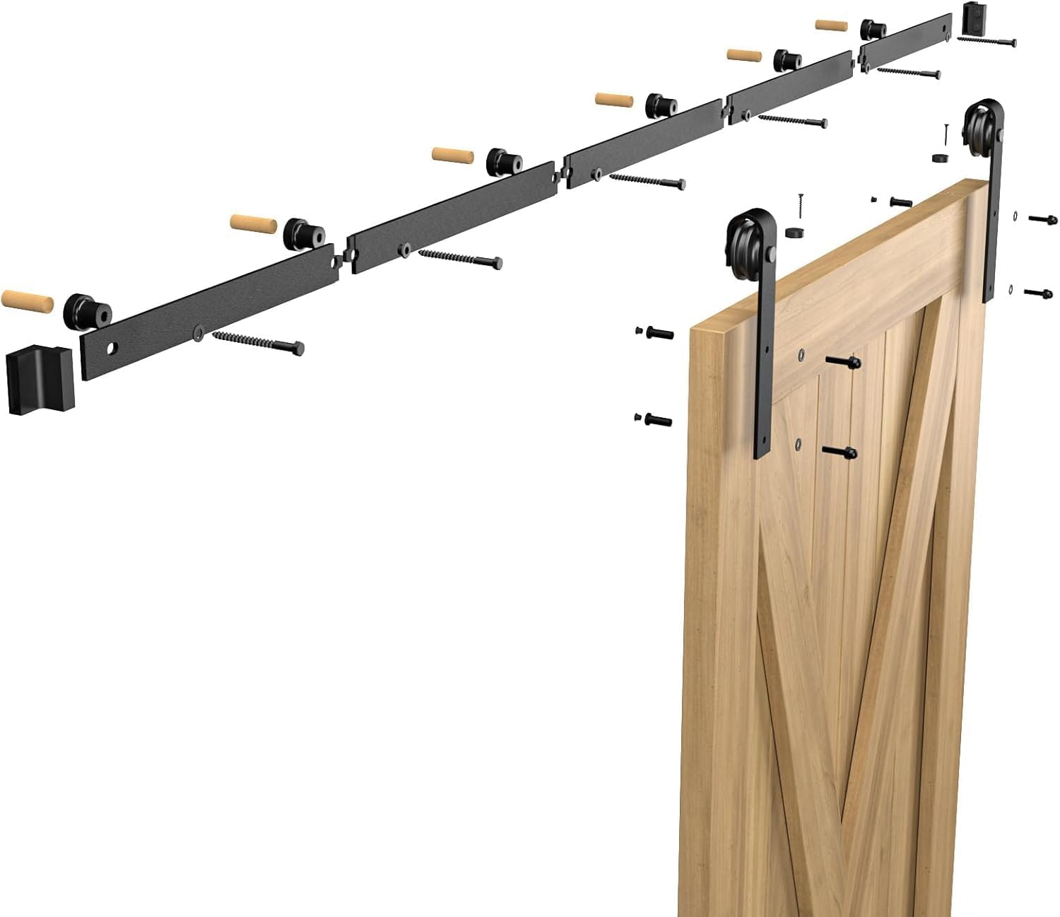 6.6FT Sliding Barn Door Hardware Kit for Single Door-Sturdy&Smoothly&Quietly-Heavy Duty-Easy to Install, Fit 36"-40" Wide Door(J Shape Hanger)