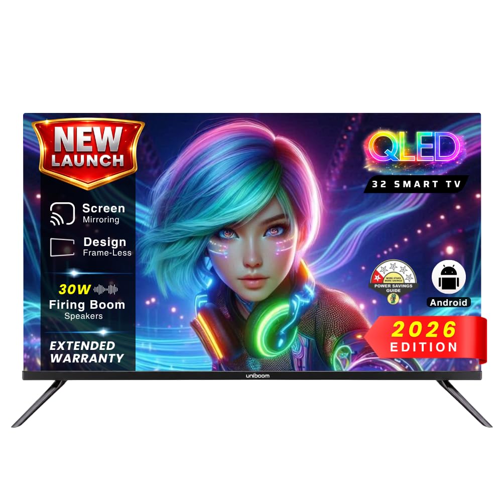 Uniboom 80 CM (32 Inches) HD Smart QLED Android TV 1000+ Apps Support | USB Ports | Smart Voice Control | 30W Sonic Boom Speakers | Cloud Voice Connect | Frameless | UB32S-E-QCLB-image-22