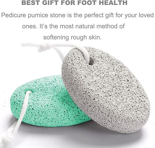Miniatura 39 de Piedra pómez natural para pies, paquete de 2 herramientas de pedicura de lava, removedor de callos de piel dura para pies y manos, color verde