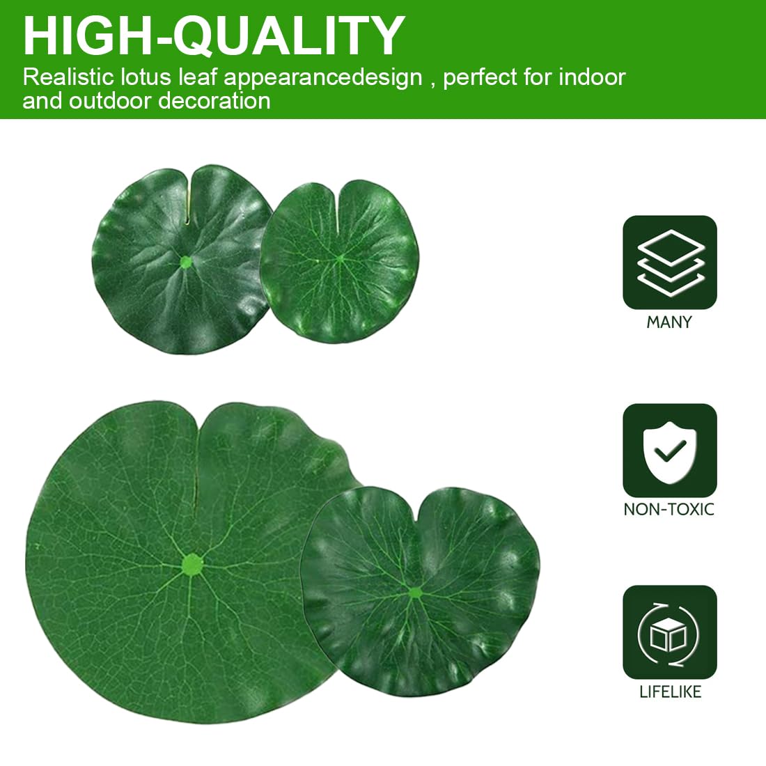 10 PCS Foglie di Loto Artificiali, ninfee galleggianti, in Schiuma, realistiche, per casa, Giardino, laghetti, Piscine, acquari, Acquario, Decorazioni paesaggistiche