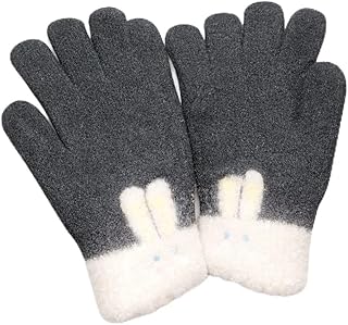 قفازات شتوية للنساء، قفازات دافئة بتصميم ملون، رمادي وأبيض، قفازات ناعمة ومريحة للطقس البارد