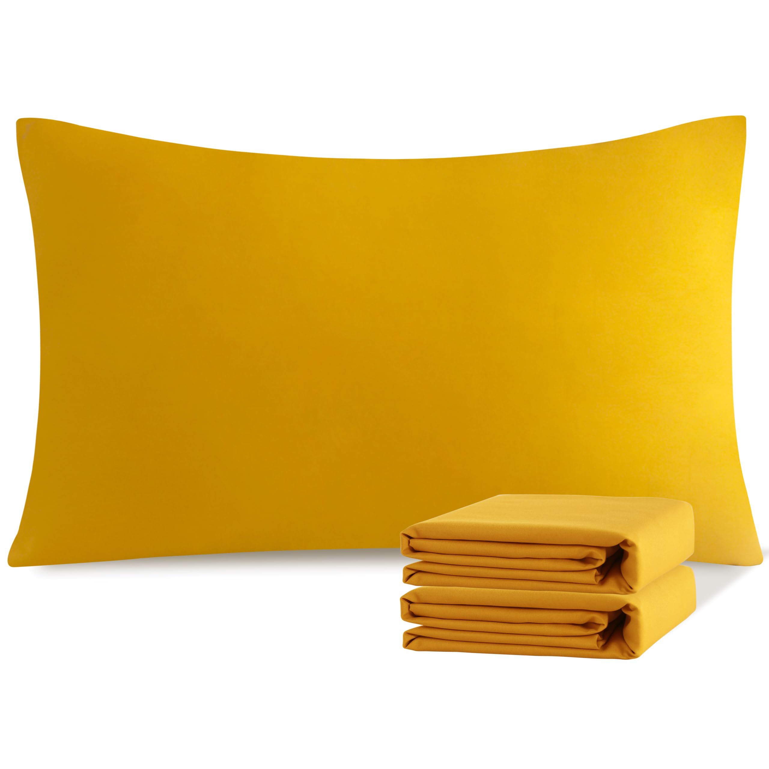 NTBAY Standard Microfiber Pillowcases, 2 Pack, 20 x 26, Ginger Yellow | Soft Brushed Microfiber with Envelope Closure, Set of 2 Standard 20 x 26 Inch Pillowcases, Pillow Inserts Not Included
