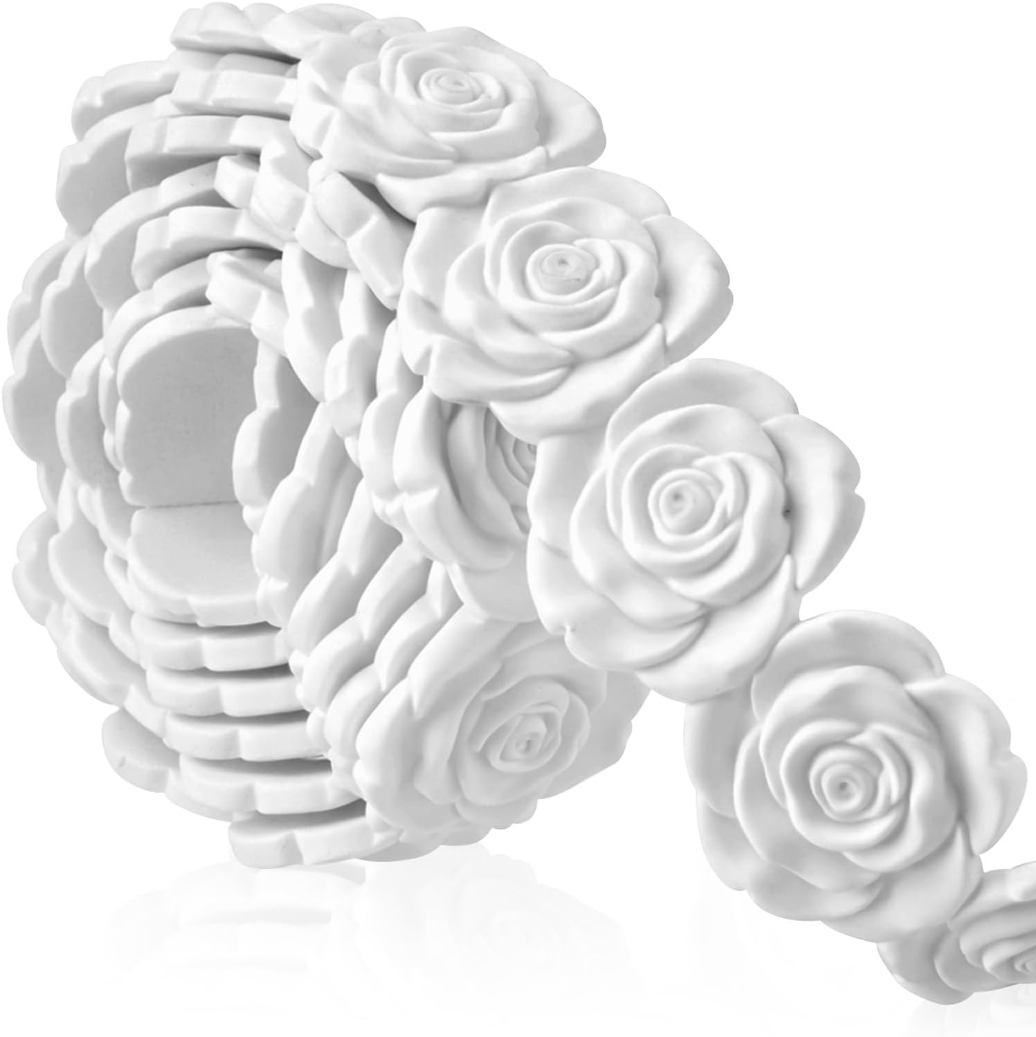 3D Rose Flexible Crown Molding Trim PVC Floral Decorative Wall Ceiling Door Window Frame Furniture 78.74 x 2.13 x 0.28 in White DIY Home Wedding Backdrop