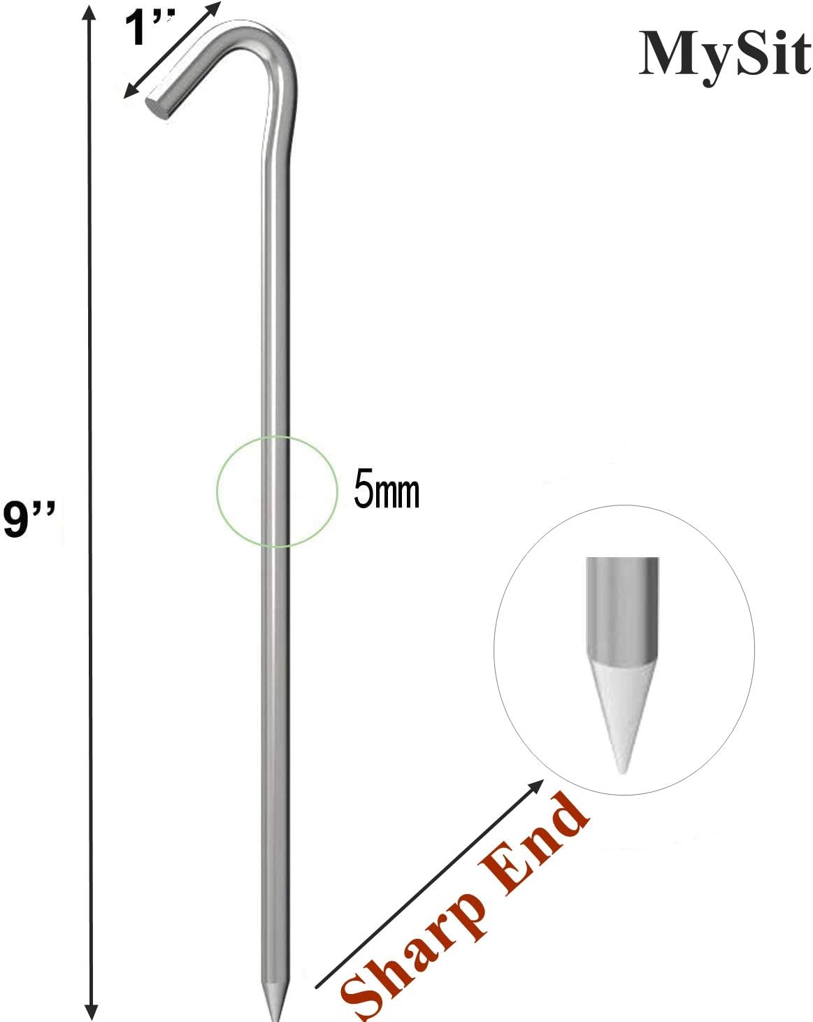 MySit 9" Tent Stakes Inflatable Stake 60 Pack, Heavy Duty Galvanized Metal Tent Pegs Garden Staples Ground Pins Camping Fence Hooks for Inflatables, Outdoor Garden Christmas Decorations, Trap