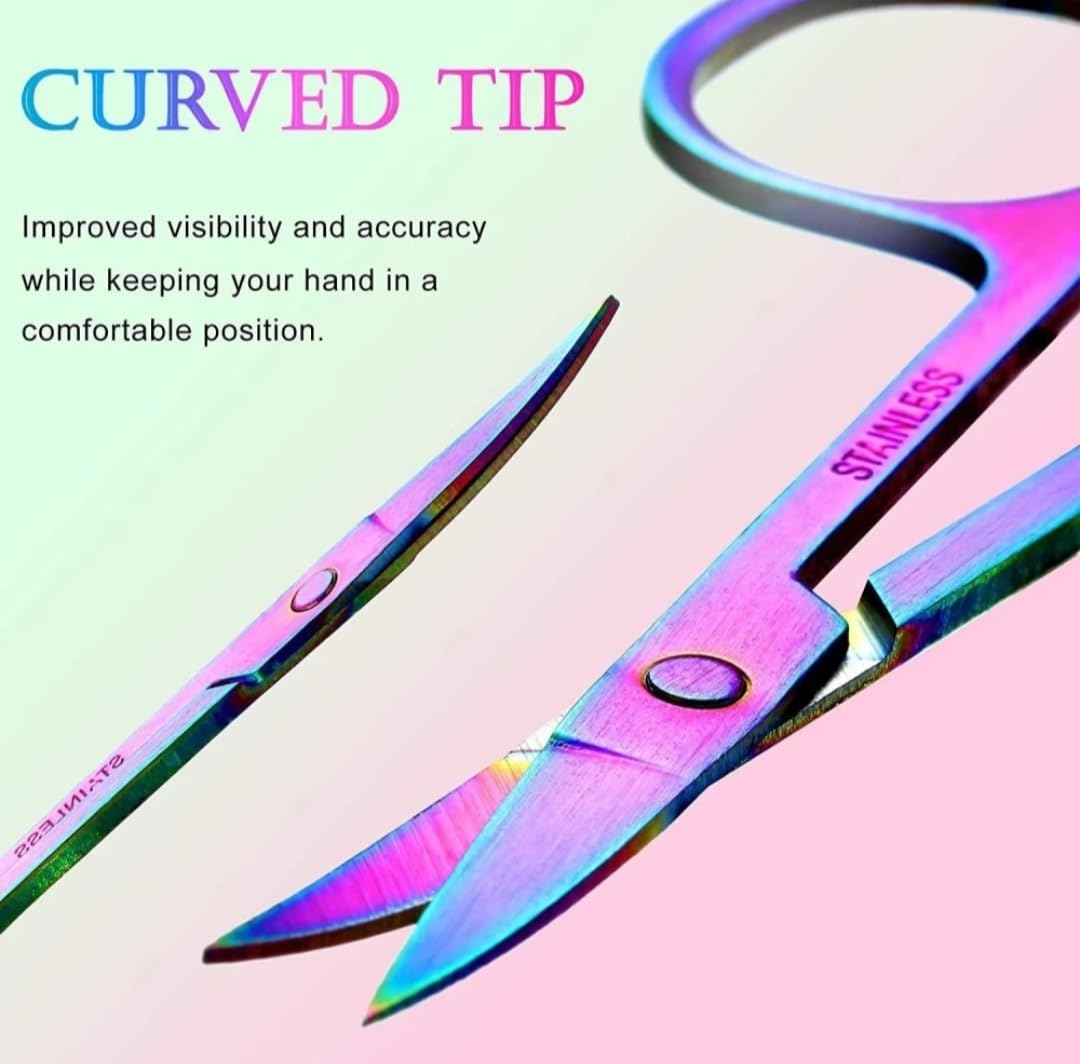 Feelhigh Small Straight Tip Nose Hair Scissor for Grooming, Stainless Steel Multi-Purpose Beauty Grooming Scissors for Facial Hair Removal and Hair Mustache Beard Eyebrows Ear Nose Trimming (1) 2