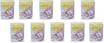 10 Packs Dragon Shield Matte White Standard Size 100 ct Card Sleeves Display Case