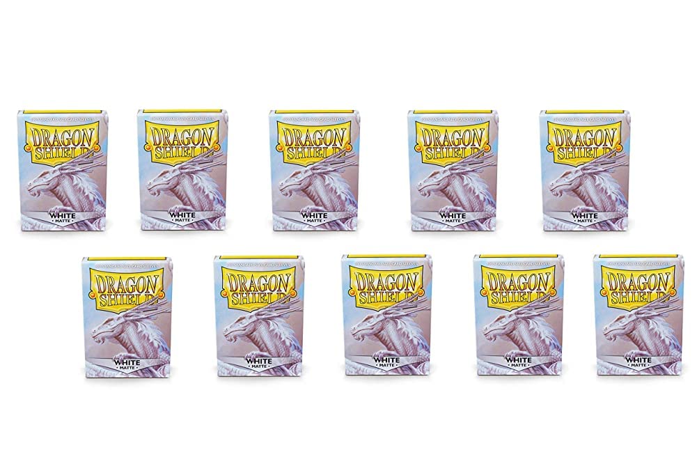10 Packs Dragon Shield Matte White Standard Size 100 ct Card Sleeves Display Case โ image 1